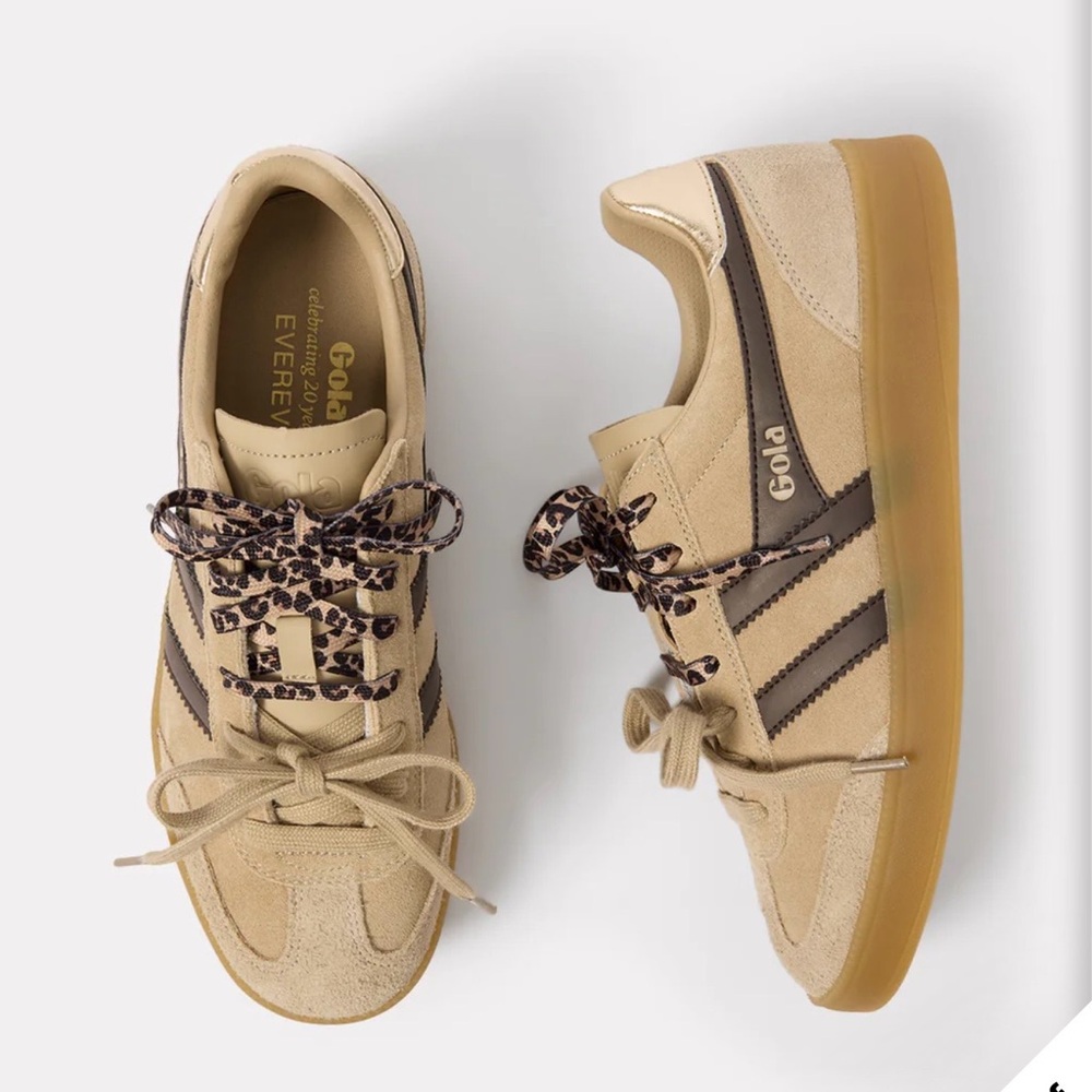 Gola Beige Sneakers with Leopard Laces